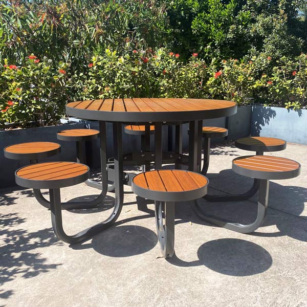 8 Seat Round Timber Picnic Table