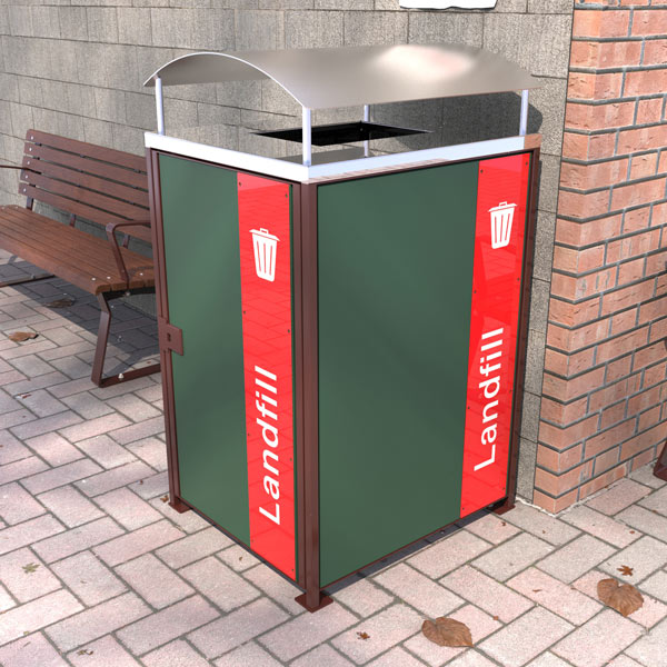 Recycled Plastic panelled bin surround with canopy cover