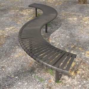 2 x Curved Steel Slatted Benches