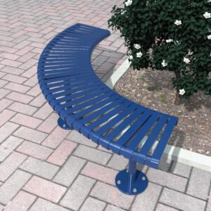 Curved Steel Slatted Bench