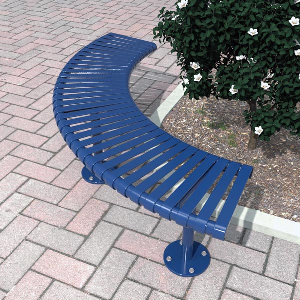 Curved Steel Slatted Bench