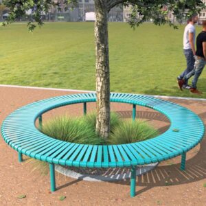 Round All Steel Tree Bench