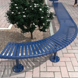Curved and Slim Steel Slatted Benches