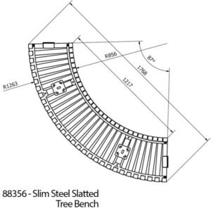 Tree Curved Steel Slatted Bench