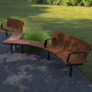 Modular 90 degree corner bench with curved seats