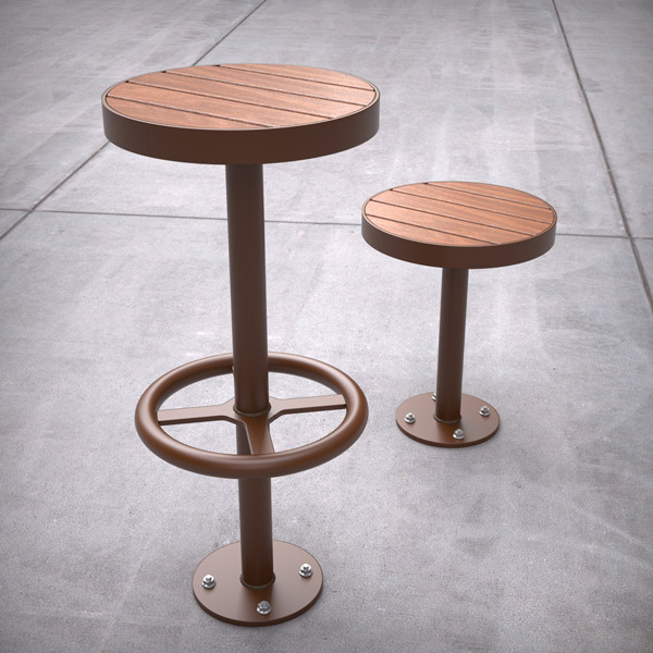 Commercial grade outdoor bar stools - inground and bolt down application