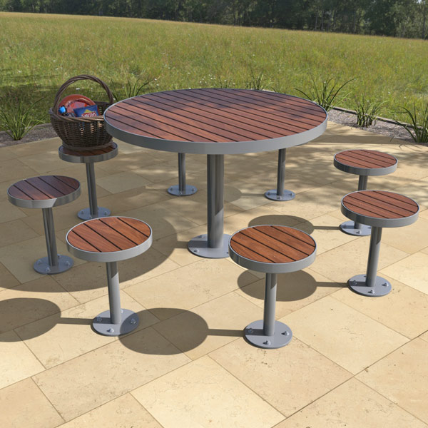 Round Timber Table Setting