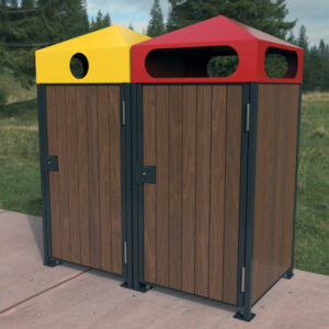 Dual Bay Bin Enclosure with Timber Sides