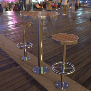 Bar Height Round Cafe Table Setting with Bar Stools