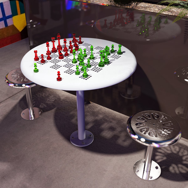 Stainless Steel Round Outdoor Chess Table