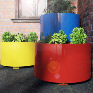Round Steel Commercial Planters