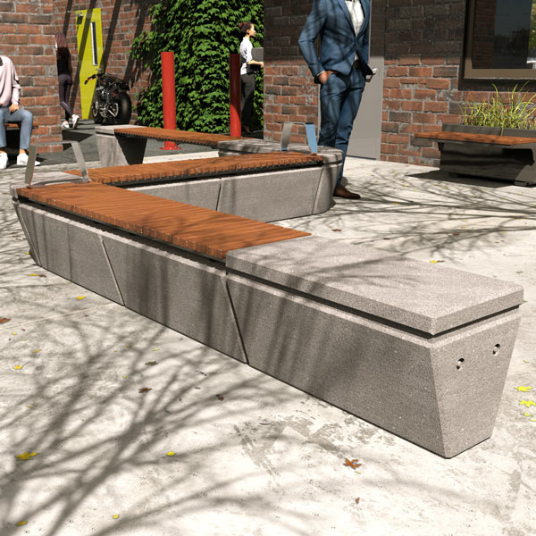 Concrete and Timber Bench Arrangement