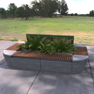 Raised concrete planter bench