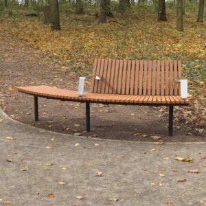 Wandin park bench, inground mounted at a park in autumn