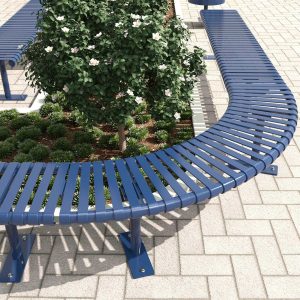 Curved and Slim Steel Slatted Benches