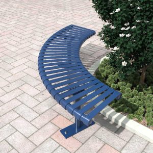 Curved Steel Slatted Bench