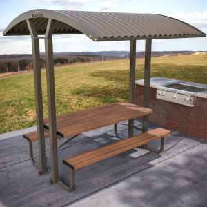 Sheltered Picnic Table with Timber-Look Aluminium Planks in the NSW Highlands