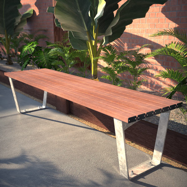 Timber-look Battens, Mild steel galvanised frames, bench