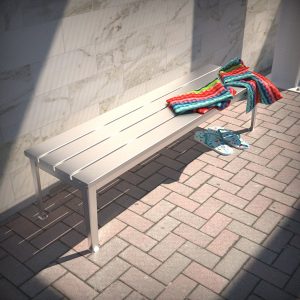 Public Poolside Bench made from corrosion proof materials