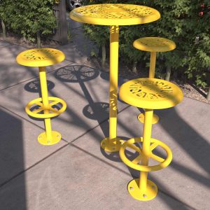 All Stainless Steel Bar Height Cafe Setting
