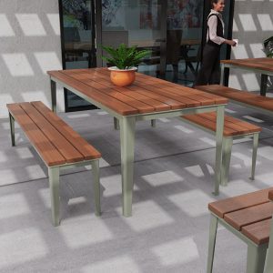 Outdoor Tbale Setting with slim benches