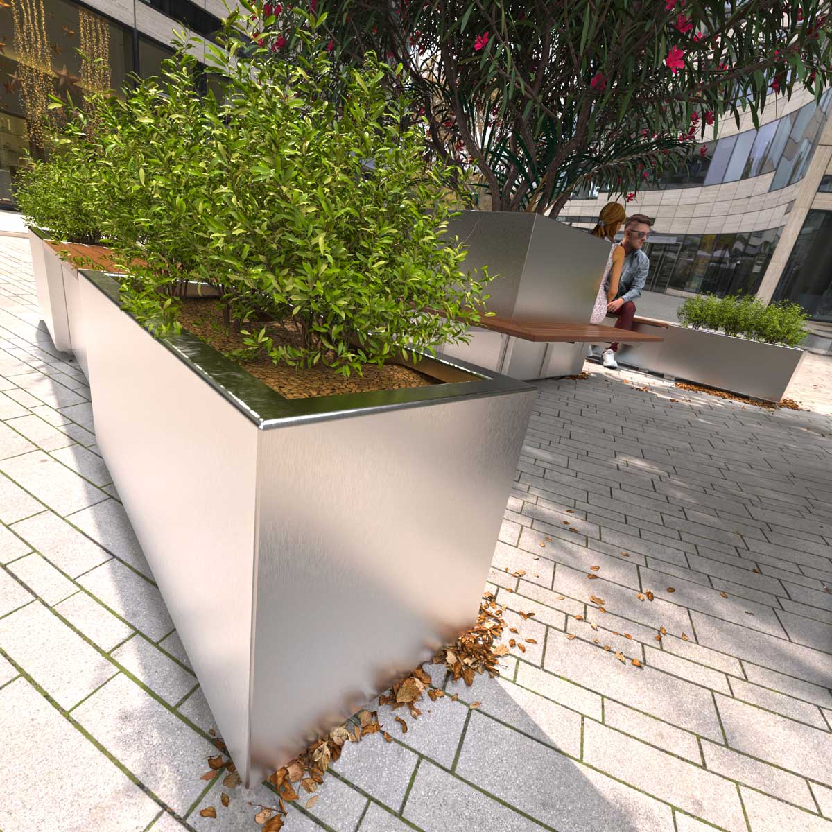 Hamilton Commercial Planters set in a business park between buildings