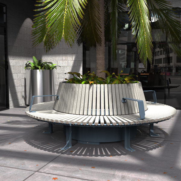 Round Planter with Timber Seat
