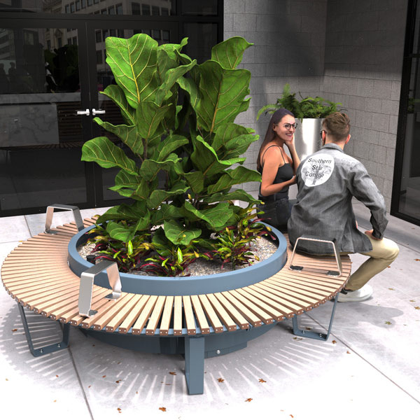 Round Planter with Bench Surround