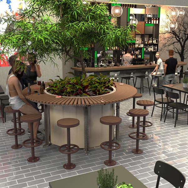 Large Round Planter Bar Table