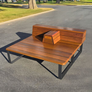 Public Platform Bench with Backrest and Armrest