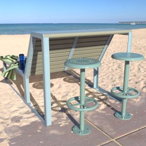Beach Platform Bench with Bar Height Table & Backrest - Coffs Harbour