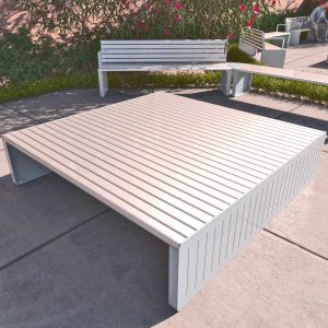 All Aluminium Platform Bench in a Hospital Garden Space