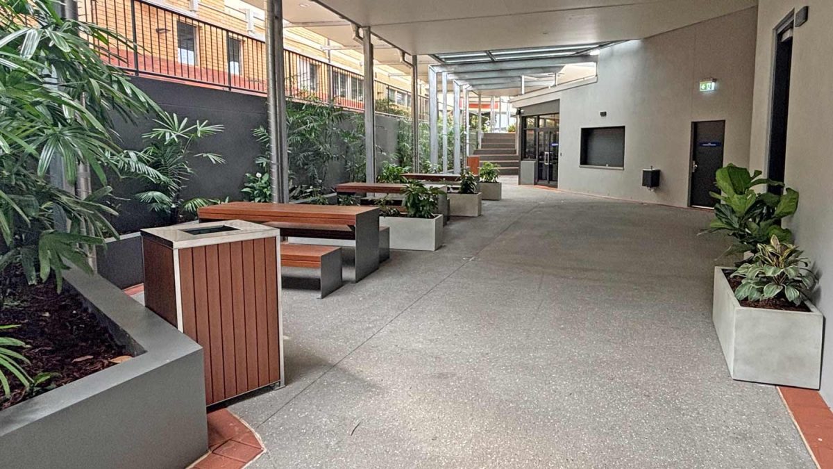 School Courtyard with New Commercial Furniture in Buderim QLD