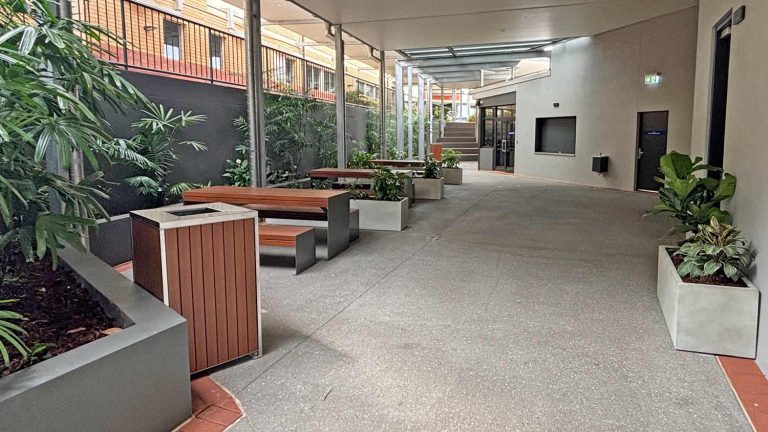 School Courtyard with New Commercial Furniture in Buderim QLD