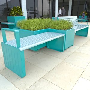 Bus Depot Seat and Bench configuration with planters at Penrith NSW