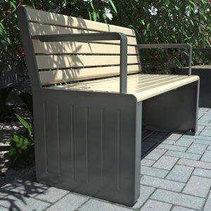 Park Seat with Modern end frames showing grooved pattern in Parramatta NSW