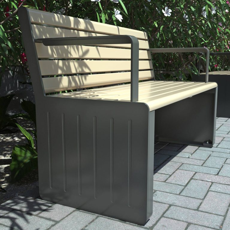 Park Seat with Modern end frames showing grooved pattern in Parramatta NSW