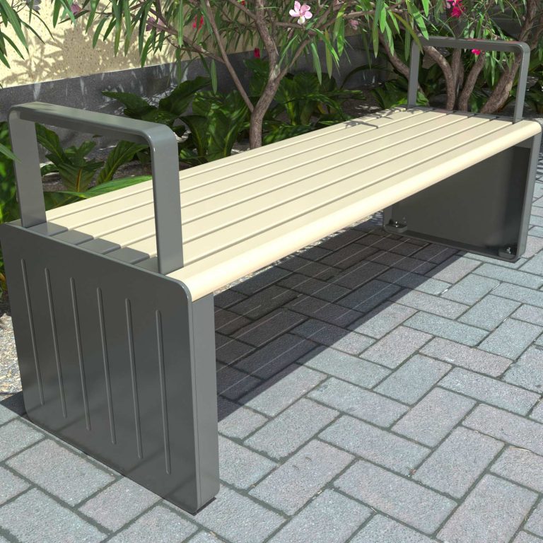 Public Bench with panelled frame at a Gold Coast Hospital