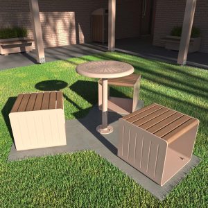 3 seat outdoor public table setting