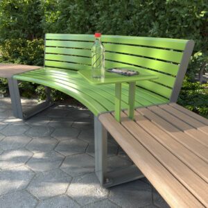 Modular Public Outdoor Seating with a small mounted table attached