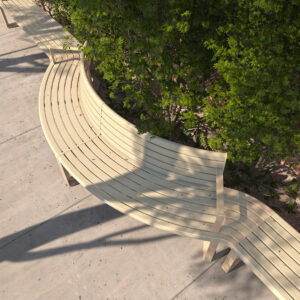 Long modular straight and curved public seating