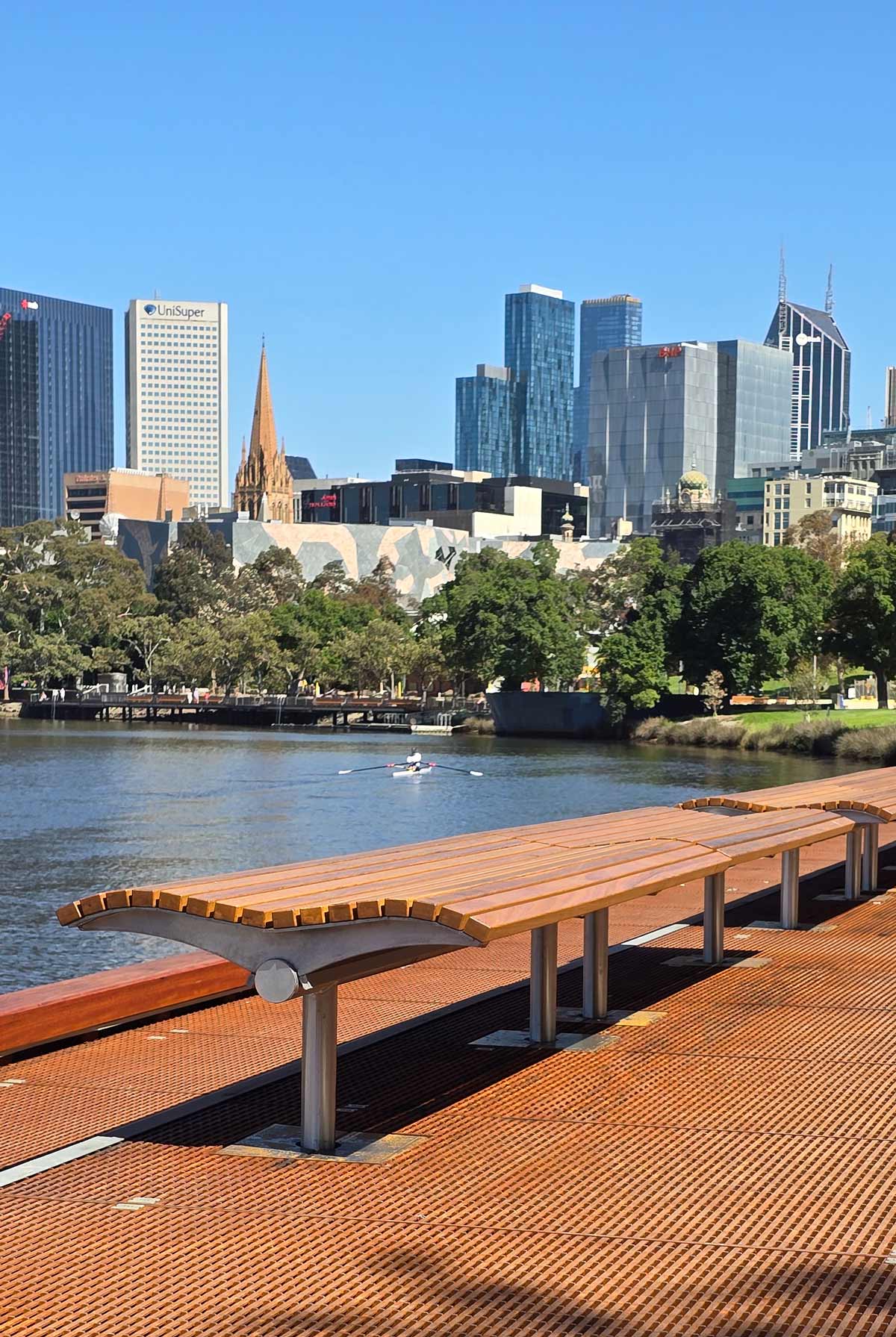 Public Benches with Melbourne City view in background